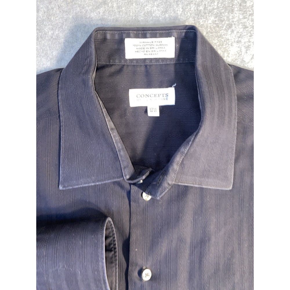 Concepts By Claiborne Men‎ Black Button Down Shirt Men's 17.5 36-37 - Picture 2 of 5